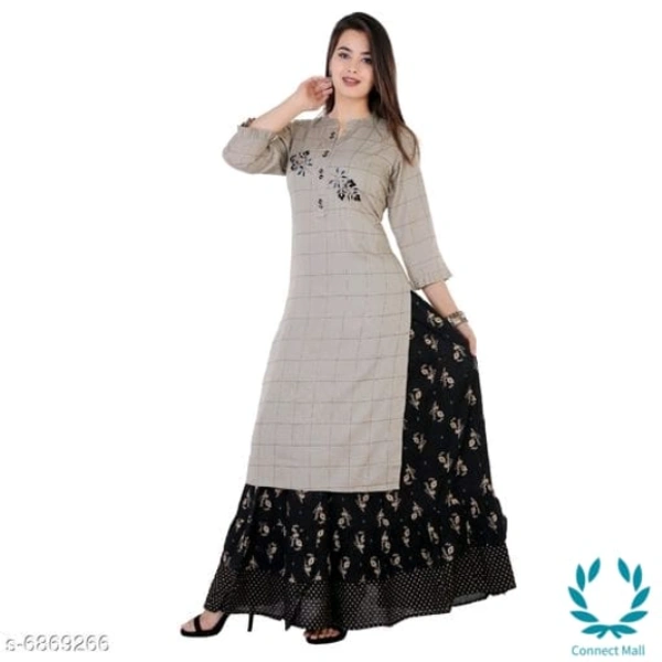 Attractive Women's Kurta Set with Skirt - M, Rayon, Kurta With And Bottom : Skirt, Multipack: 1